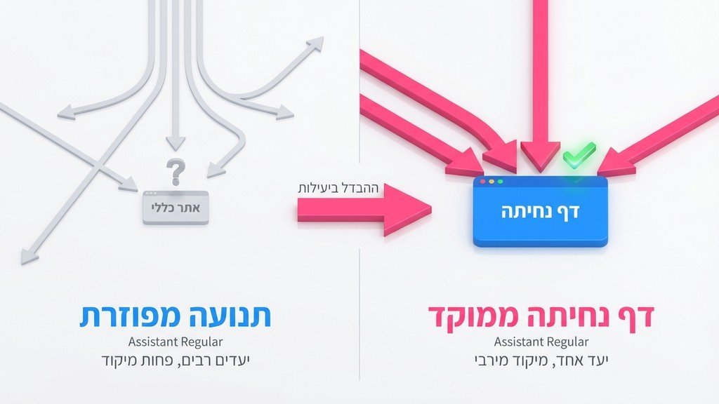 תרשים זרימה המציג תנועת גולשים ממוקדת