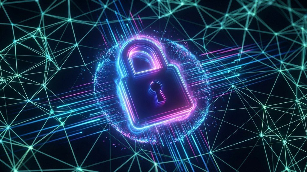 מנעול דיגיטלי ואייקונים של אבטחת מידע ומהירות אתר