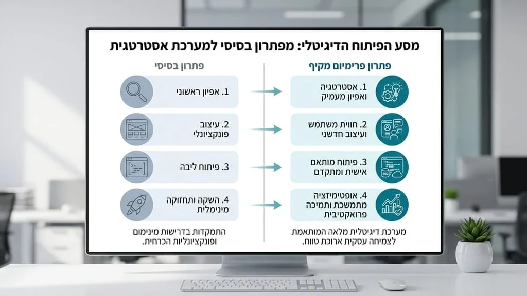 צוות מפתחים ומעצבים עובדים על פתרון טכנולוגי מתקדם מותאם אישית